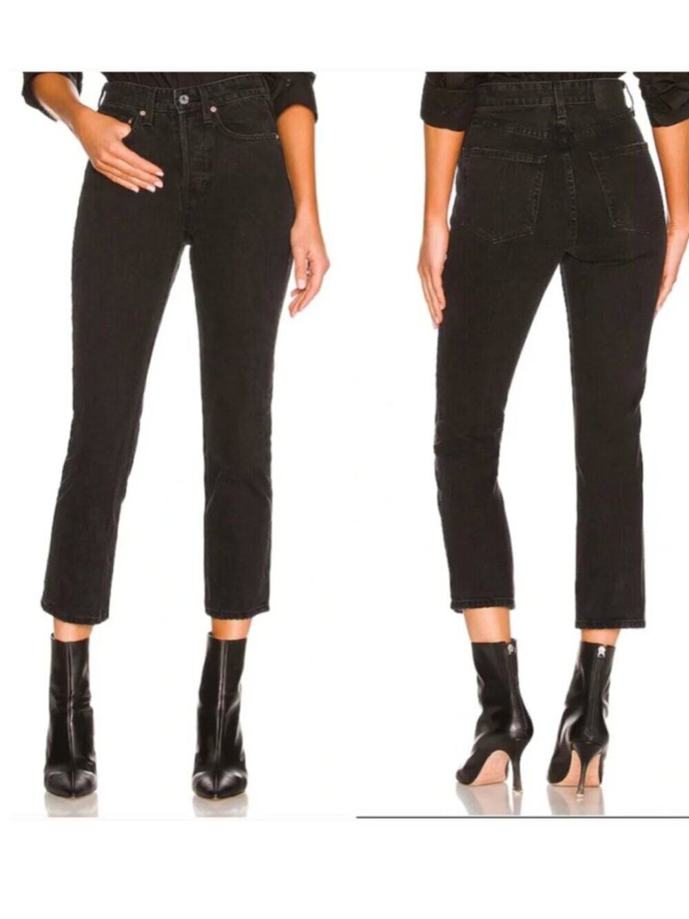 GRLFRND The Karolina High Rise Straight Crop Jeans Black Size 26